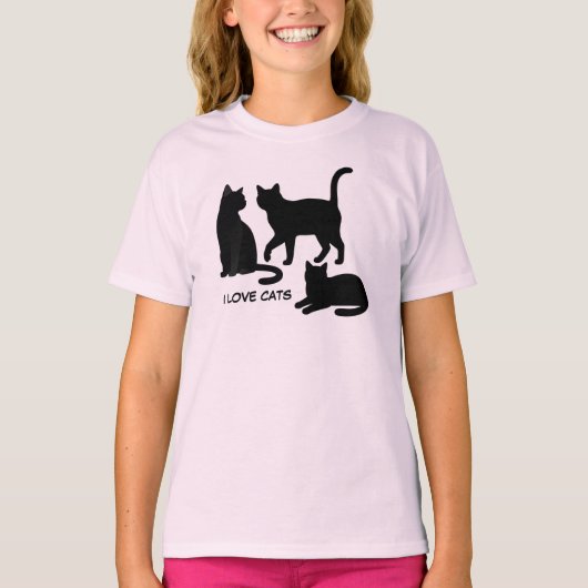 かわいいペットのシルエットデザイン - 猫 1 Tシャツ (正面)