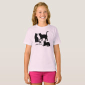 かわいいペットのシルエットデザイン - 猫 1 Tシャツ (正面フル)