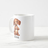 かわいいペットのダシュント手でハートを作る コーヒーマグカップ (正面左)