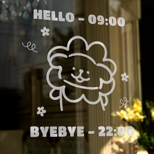 かわいいペットのトリミング時間 ウィンドウステッカー ウィンドウサイン