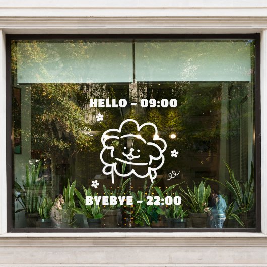 かわいいペットのトリミング時間 ウィンドウステッカー ウィンドウサイン