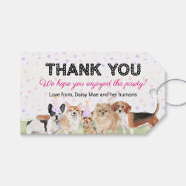 かわいいペットのパーティーピンクのカスタム犬の誕生日パーティー ギフトタグ