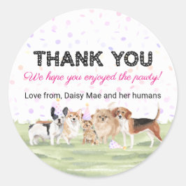 かわいいペットのパーティーピンクのカスタム犬の誕生日パーティー ラウンドシール