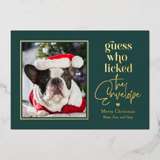 かわいいペットのホイル ハoliday カード クリスマス カード (正面)