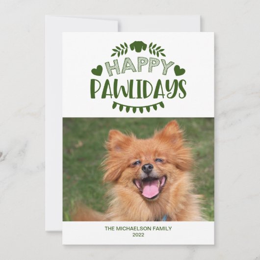 かわいいペットのホリデーカード「ハッピーパウリデイズ」 シーズンカード (正面)