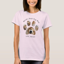 かわいいペットの写真コラージュ 最高の犬ママ Tシャツ