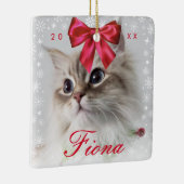かわいいペットの写真 |スノーフレーク・フレームとリボン・ボウ セラミックオーナメント (右)
