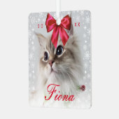 かわいいペットの写真 |スノーフレーク・フレームとリボン・ボウ メタルオーナメント (正面左)