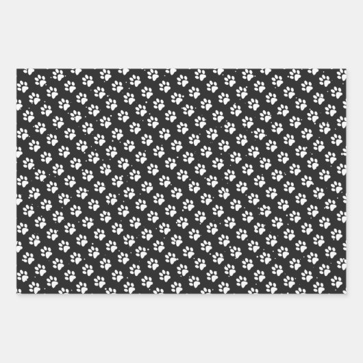 かわいいペットの前足が黒をプリント ラッピングペーパーシート (正面)