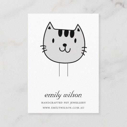 かわいいペットの灰色のラベルピンチャーム表示テンプレート 名刺 (正面)