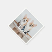 かわいいペットの犬の写真と名前 スタンダードカクテルナプキン (角)