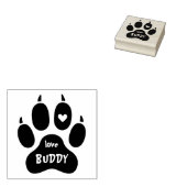 かわいいペットの犬の名前の肉球ハート＆サイン ラバースタンプ (押印)