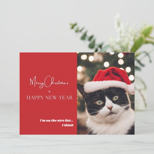 かわいいペットの猫のホリデーカード シーズンカード (スタンド正面)