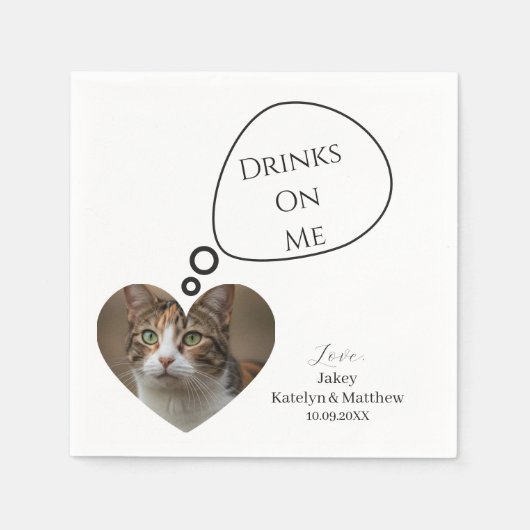 かわいいペットの猫の結婚式 スタンダードカクテルナプキン (正面)