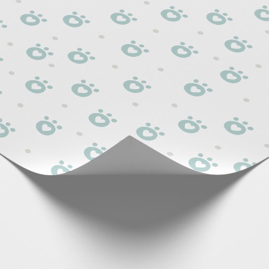 かわいいペットの足とハート |キッズラッピング紙 ラッピングペーパー (角)