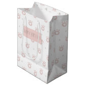 かわいいペットの足とハート-子供の誕生日抱き枕 ミディアムペーパーバッグ (正面アングル)