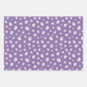 かわいいペットの足はティール（緑がかった色）、サンゴ、紫にハートをプリント ラッピングペーパーシート (正面2)