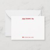 かわいいペットの足跡ハート柄バレンタインデー ノートカード (正面)