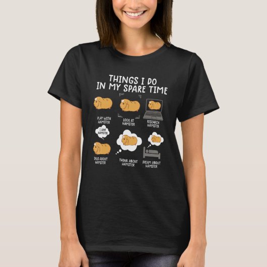 かわいいペットを飼っている女性のハムスター Tシャツ (正面)