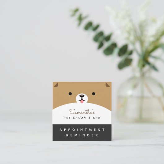 かわいいペットアポイントメントリマインダーサロン&スパ モダン スクエア名刺 (スタンド正面)