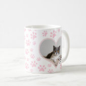 かわいいペットキャットフォトハートグリッター&ポーズパターン コーヒーマグカップ (正面右)