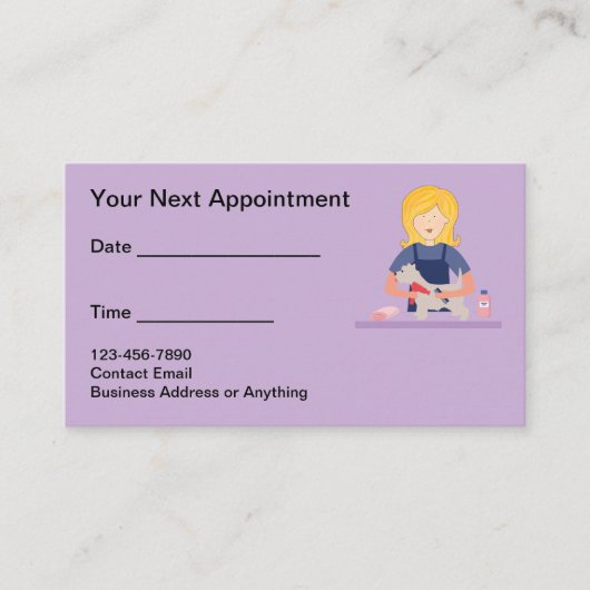 かわいいペットグルーミングアポイントメント名刺 予約カード (正面)