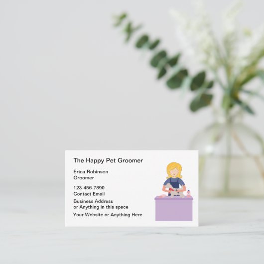 かわいいペットグルーミング名刺デザイン 名刺 (スタンド正面)