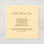 かわいいペットケアギニア豚の写真 スクエア名刺 (裏面)