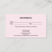 かわいいペットケアサービス次アポイントメントトリマー 名刺 (裏面)