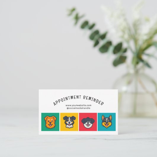 かわいいペットケアサービス次アポイントメントトリマー 名刺 (スタンド正面)