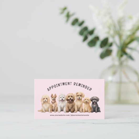 かわいいペットケアサービス次アポイントメントトリマー 名刺 (スタンド正面)