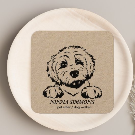 かわいいペットケアシッタードッグウォーカー写真素朴 スクエア名刺