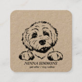 かわいいペットケアシッタードッグウォーカー写真素朴 スクエア名刺 (正面)