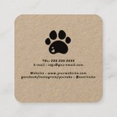 かわいいペットケアシッタードッグウォーカー写真素朴 スクエア名刺 (裏面)