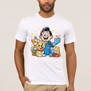 かわいいペットケアマスコット カートゥーンアート Tシャツ
