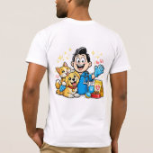 かわいいペットケアマスコット カートゥーンアート Tシャツ (裏面)