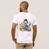かわいいペットケアマスコット カートゥーンアート Tシャツ (裏面フル)