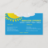 かわいいペットシッターのサービス名刺 名刺 (裏面)