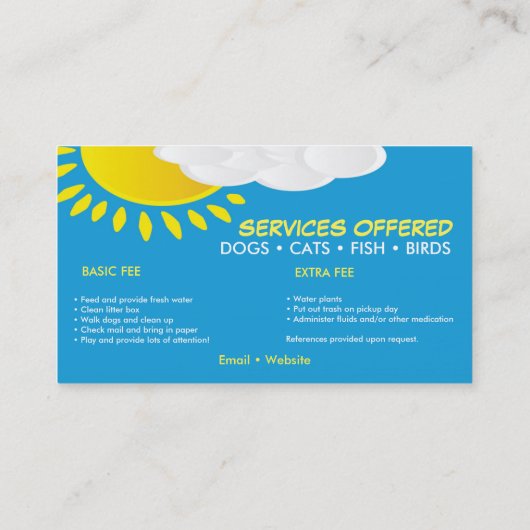 かわいいペットシッターのサービス名刺 名刺 (裏面)