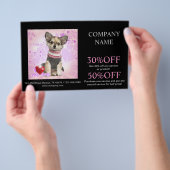 かわいいペットシッターのペットトリマー犬の保育園 チラシ (ハンドル)