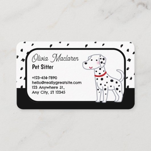 かわいいペットシッターの名刺 – 白黒 名刺 (正面)