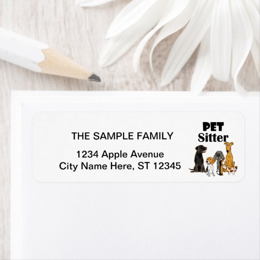 かわいいペットシッターの犬と猫の漫画 ラベル (インサイチュ)