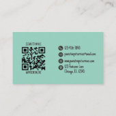 かわいいペットシッターティール(緑がかった色)猫犬QRコード 名刺 (裏面)