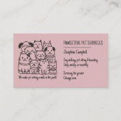かわいいペットシッターピンク猫QRコード 名刺 (正面)