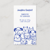 かわいいペットシッターミニマルイラストレーションQRコードブルー 名刺 (正面)