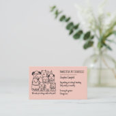 かわいいペットシッター桃ねこ犬QRコード 名刺 (スタンド正面)