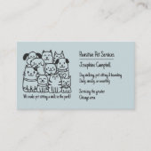 かわいいペットシッター青ネコ犬QRコード 名刺 (正面)