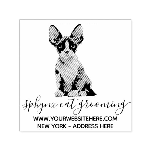 かわいいペットスフィンクス猫トリマー セルフインキングスタンプ (デザイン)