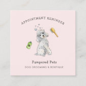 かわいいペットトリマーアポイントメントアラーム スクエア名刺 (正面)