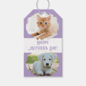 かわいいペットパーソナライズされた好き2枚の写真(紫) ギフトタグ (正面)